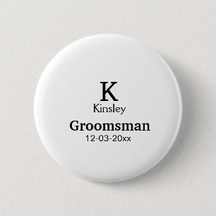 EENVOUDIG MINIMAL jouw naam aangepaste Groomsman t Ronde Button 5,7 Cm