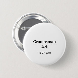 EENVOUDIG MINIMAL jouw naam aangepaste Groomsman t Ronde Button 5,7 Cm