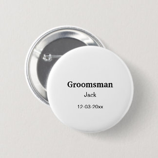 EENVOUDIG MINIMAL jouw naam aangepaste Groomsman t Ronde Button 5,7 Cm
