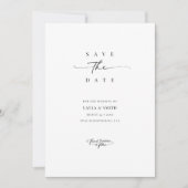 Eenvoudig Minimal Modern Script Zwart-wit bruiloft Save The Date (Voorkant)