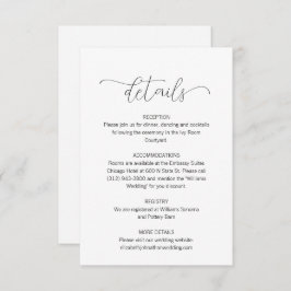 Eenvoudig Minimale details over het script bruilof Informatiekaartje