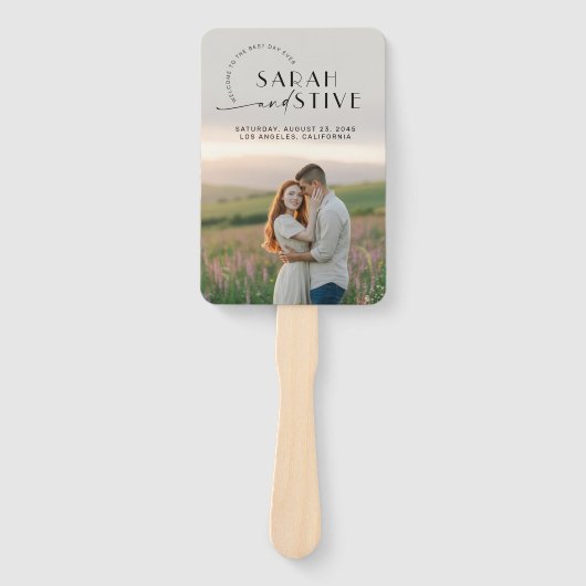 Eenvoudig minimale foto bruiloft handwaaier (Voorkant)