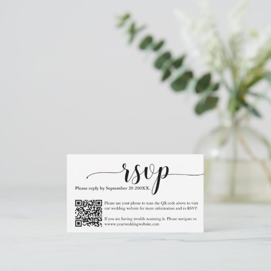 Eenvoudig minimale RSVP Website QR Code Kaart (Staand voorkant)