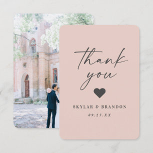 Eenvoudig minimale vaste kleuren lichte roze bruil bedankkaart