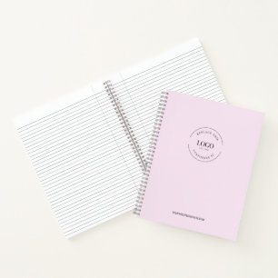 Eenvoudig Minimalistisch Aangepast Logo Merk Roze Notitieboek