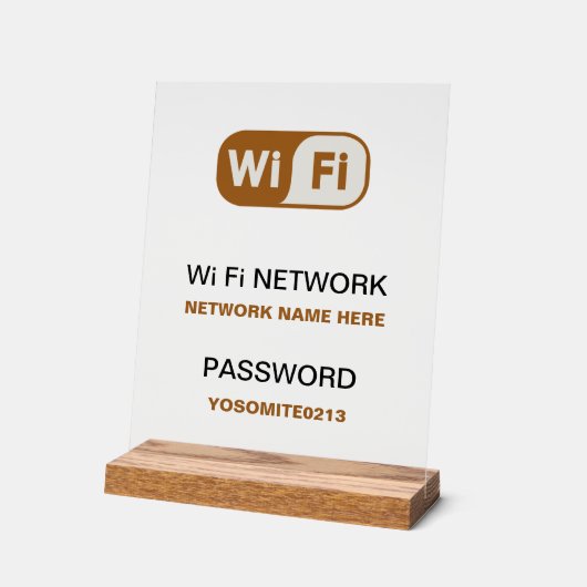 Eenvoudig minimalistisch aangepast WiFi-netwerkwac Acryl Bord (Hoek)