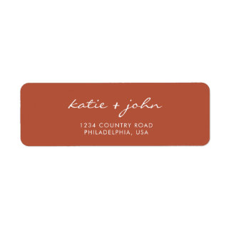 Eenvoudig minimalistisch adres van terracotta Wedd Etiket