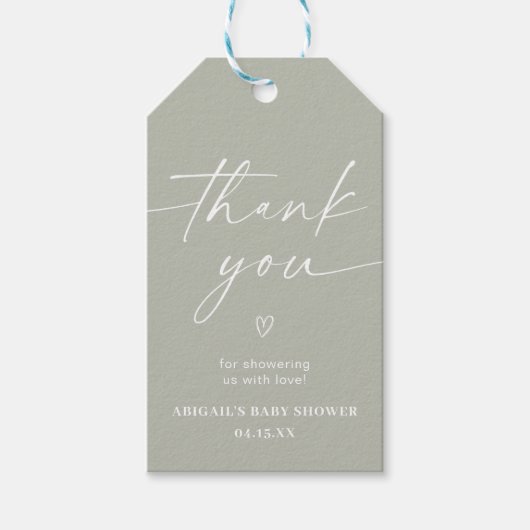 Eenvoudig minimalistisch Baby shower - Hartelijk d Cadeaulabel (Voorkant)