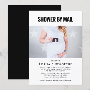Eenvoudig minimalistisch Baby shower per mail foto Kaart
