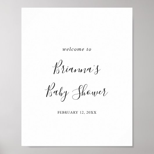 Eenvoudig minimalistisch Baby shower Welkom Poster (Voorkant)