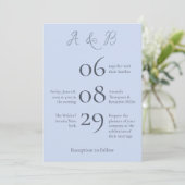Eenvoudig minimalistisch Beau Blue Wedding Kaart (Staand voorkant)