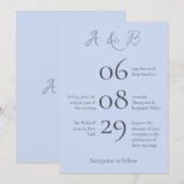 Eenvoudig minimalistisch Beau Blue Wedding Kaart (Voorkant / Achterkant)