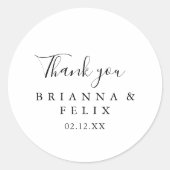 Eenvoudig minimalistisch bedankt voor je bruiloft ronde sticker (Voorkant)