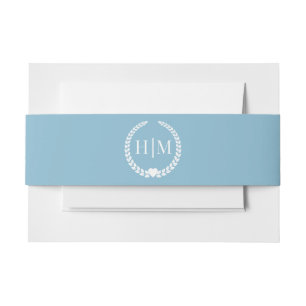 Eenvoudig Minimalistisch Bevroren Blauwe Monogram Uitnodigingen Wikkel