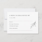 Eenvoudig minimalistisch bladerblad RSVP Reply Kaa (Voorkant)