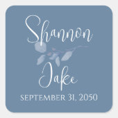 Eenvoudig minimalistisch blauw-Floral Vierkante Sticker (Voorkant)