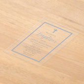 Eenvoudig minimalistisch blauw jongetje acryl uitnodigingen (Laagn)