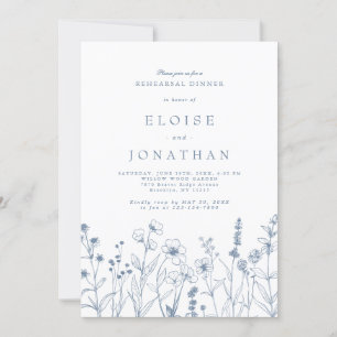 Eenvoudig minimalistisch blauw Wildflower repetiti Kaart