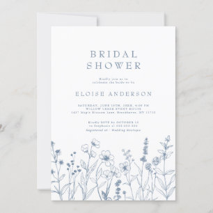 Eenvoudig minimalistisch blauw Wildflower Vrijgeze Kaart