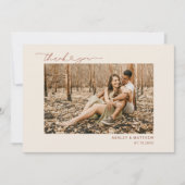 Eenvoudig minimalistisch Boho Earthy Heart Script  Bedankkaart (Voorkant)