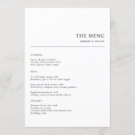Eenvoudig minimalistisch bruiloft diner menu