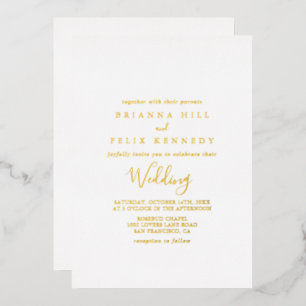 Eenvoudig minimalistisch bruiloft folie uitnodiging