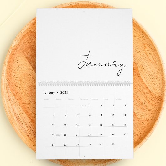 Eenvoudig minimalistisch chique script schrijven 2 kalender