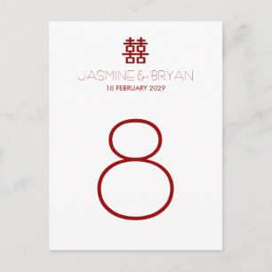 Eenvoudig minimalistisch dubbelgeluk Chinees huwel Briefkaart