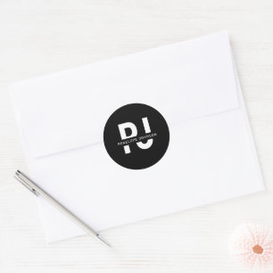 Eenvoudig minimalistisch elegant professioneel mon ronde sticker