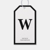 Eenvoudig minimalistisch elegant zwart-wit monogra cadeaulabel (Voorkant)