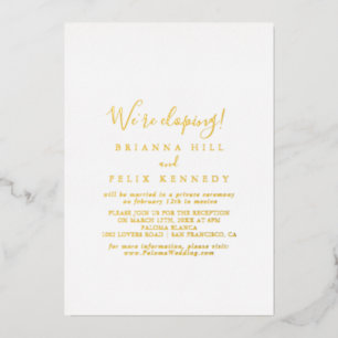 Eenvoudig minimalistisch Elopement Reception Gold Folie Uitnodiging