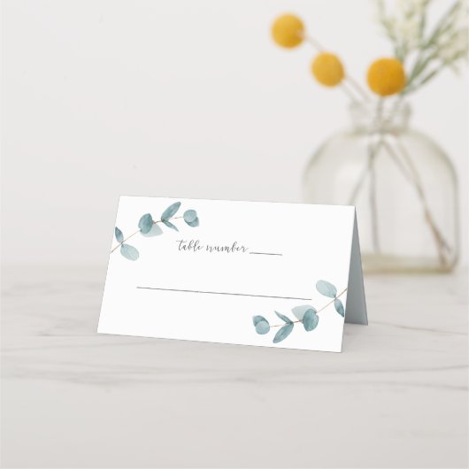 Eenvoudig minimalistisch Eucalyptus Trouwtafel num (Voorkant)