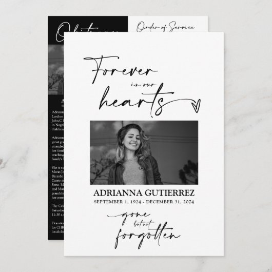 Eenvoudig minimalistisch foto-herdenkingsprogramma programma (Voorkant / Achterkant)