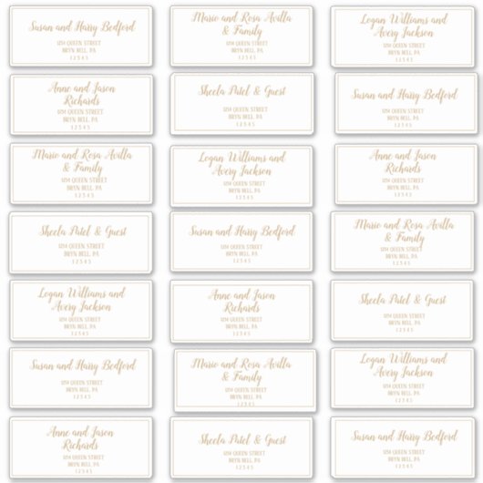 Eenvoudig minimalistisch|Gold Lijst Gastadres Sticker (Voorkant)