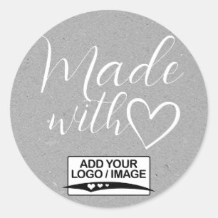 Eenvoudig minimalistisch grijs kraftpapier gemaakt ronde sticker