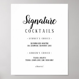 Eenvoudig minimalistisch handtekening cocktails te poster