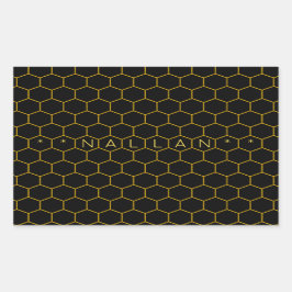 Eenvoudig minimalistisch honingraatpatroon zwart g rechthoekige sticker