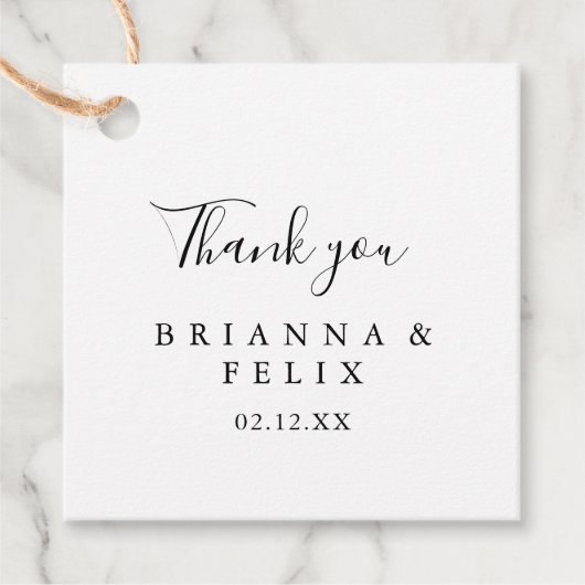 Eenvoudig minimalistisch huwelijk bedankjes labels (Voorkant)