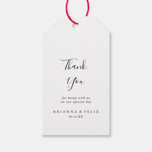 Eenvoudig minimalistisch huwelijk bedankt cadeaulabel (Voorkant)