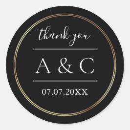 Eenvoudig minimalistisch huwelijk bedankt ronde sticker