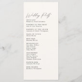 Eenvoudig minimalistisch Ivory Cream Wedding Progr Programma (Achterkant)