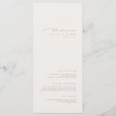 Eenvoudig minimalistisch Ivory Wedding Menu (Voorkant)