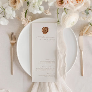 Eenvoudig minimalistisch Ivory Wedding Menu Kaart