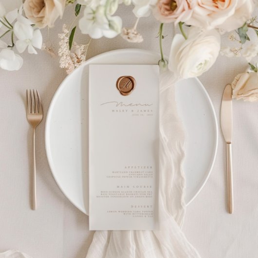 Eenvoudig minimalistisch Ivory Wedding Menu Kaart