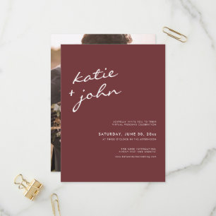 Eenvoudig minimalistisch kaneel Roos virtueel huwe Uitnodiging Briefkaart