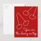 Eenvoudig minimalistisch kersen briefkaart (Voorkant / Achterkant)