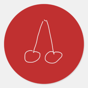 Eenvoudig minimalistisch kersen ronde sticker