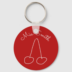 Eenvoudig minimalistisch kersen sleutelhanger