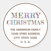 Eenvoudig minimalistisch kerstfeestadres ronde sticker (Voorkant)