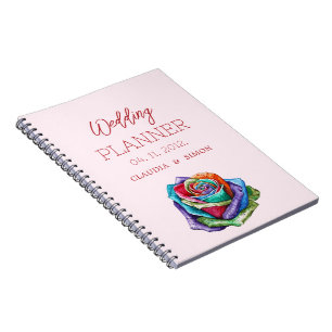 Eenvoudig minimalistisch kleurrijke Roos bruiloft Notitieboek